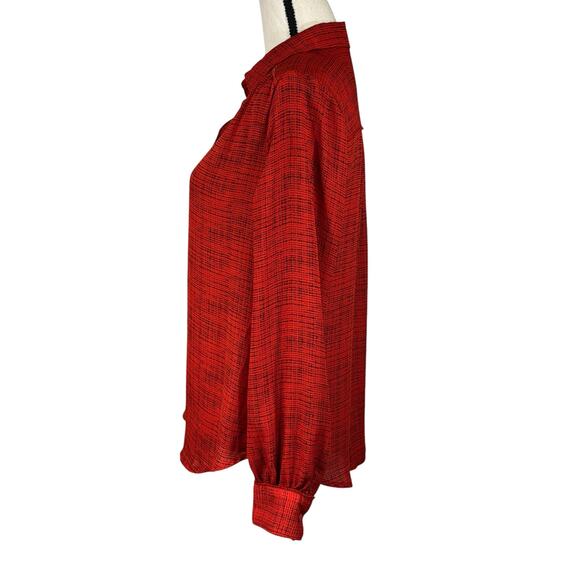 Worthington Medium Top Abstract Button-Up Long Sleeve Lightweight Collared Red - Picture 7 of 9